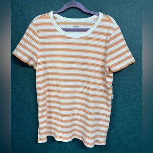 NWT XL Old Navy Peach and White Striped Tee